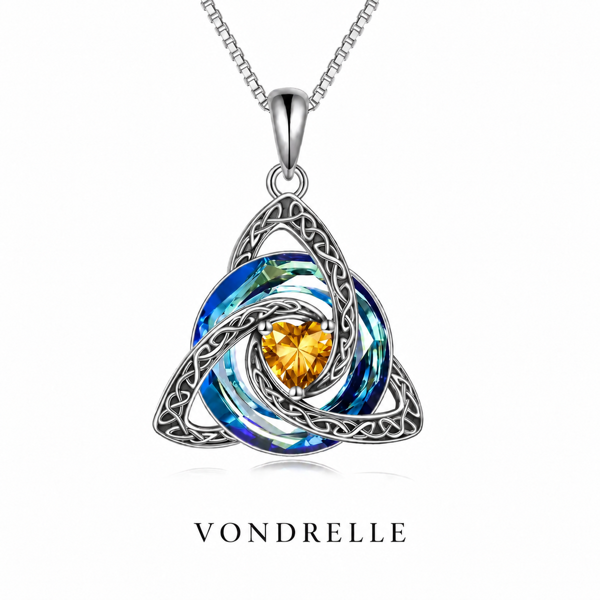 Celtic Trinity Knot Birthstone Necklace
