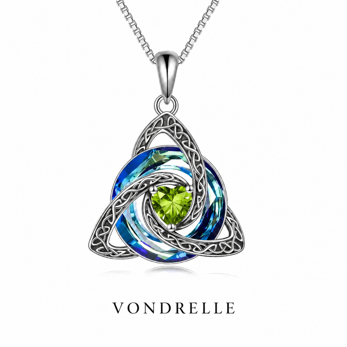 Celtic Trinity Knot Birthstone Necklace