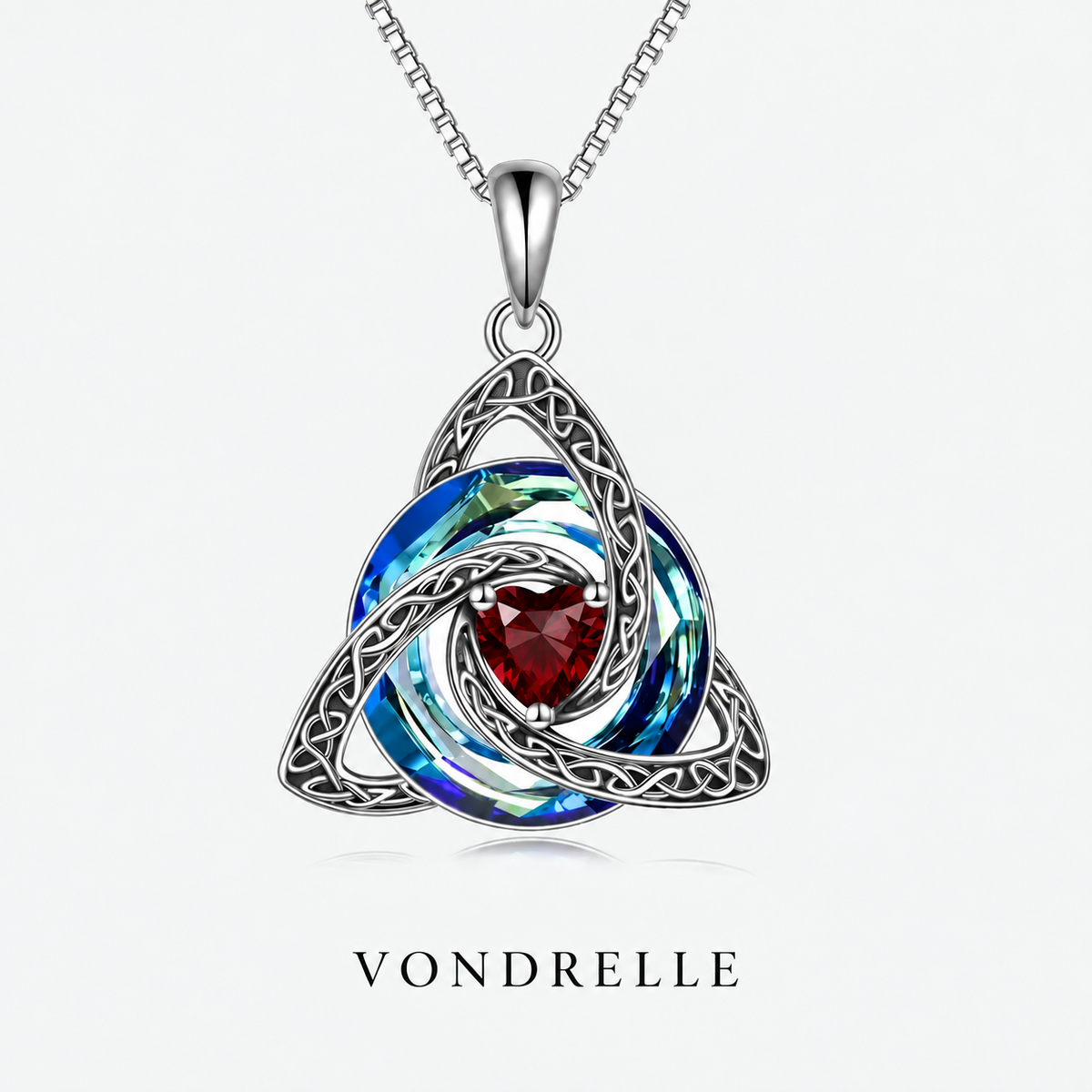 Celtic Trinity Knot Birthstone Necklace